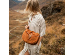 Bleu de Chauffe Sac Musette Demi Lune Margot Cuir Velours Ocre