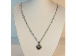 Pendentif cœur plein convexe argenté
