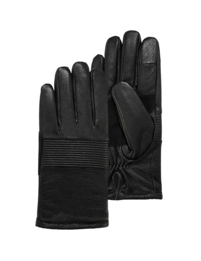 Isotoner Gants Homme Tactiles Cuir spécial Velo 8.5 Noir