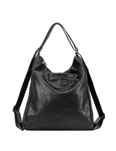 Biba Brewton Sac à dos hobo BET4L en cuir noir