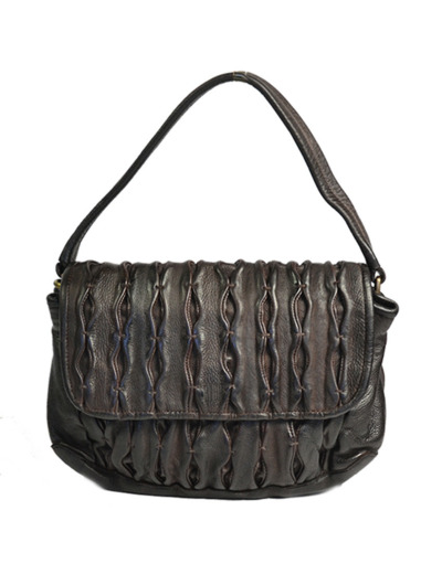 Biba Meyers Sac Besace en Cuir Lavé Sculpté MEE1L Marron Os