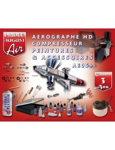 AE05+ Air Ultimate Aérographe HD Compresseur Peintures Accessoires + UC01