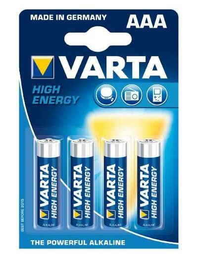 VARTA Blister de 4 piles alcaline "High Energy", Micro (AAA/LR3)