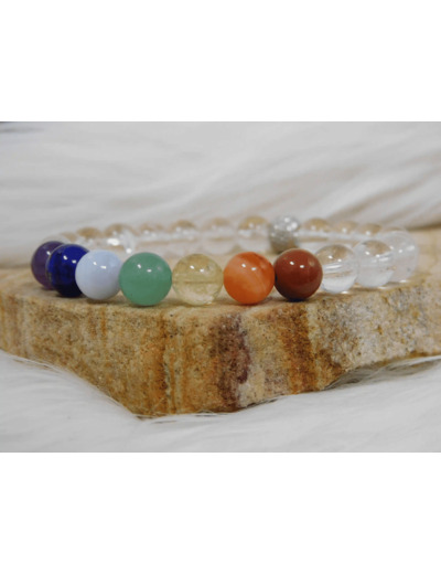 BRACELET 7 CHAKRAS TRIO CRISTAL DE ROCHE