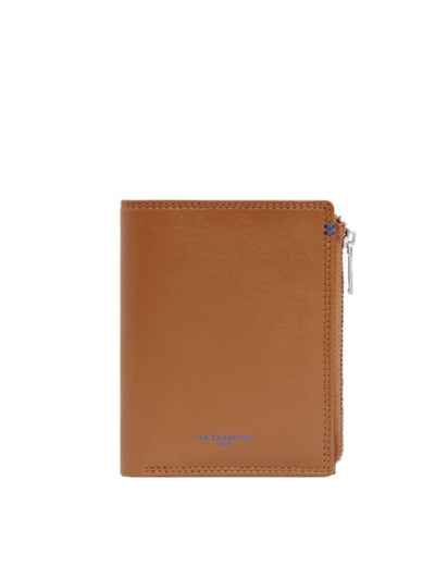 Le Tanneur Martin Portefeuille Zippé En Cuir Lisse Anti RFID Tan
