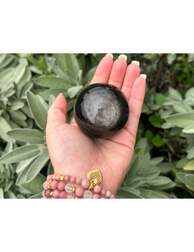 SPHÈRES EN OBSIDIENNE ARGENTÉE