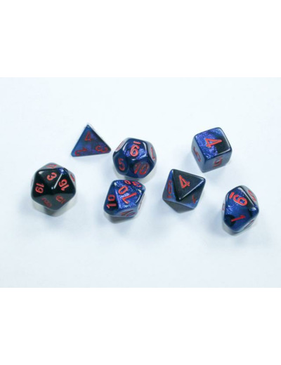 Chessex - 7 dés Gemini® Mini-Polyhedral Black-Starlight™/red