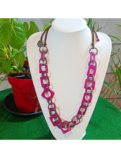 Collier Tina rose-gris en ivoire végétal