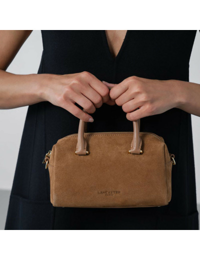 Lancaster Suède Cube Sac A Main En Cuir Velours 530-52 Camel