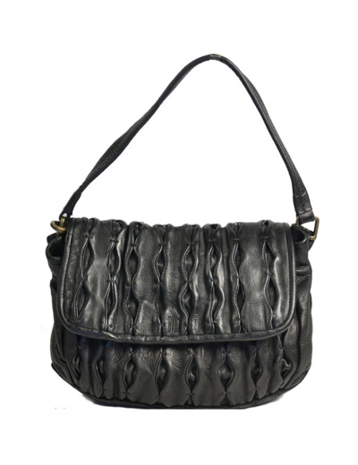 Biba Meyers Sac Besace en Cuir Lavé Sculpté MEE1L Negro