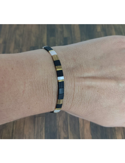 Bracelet duo noir/blanc/bronze/doré