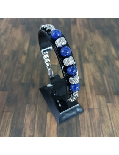 Bracelet-chaîne homme lapis lazuli