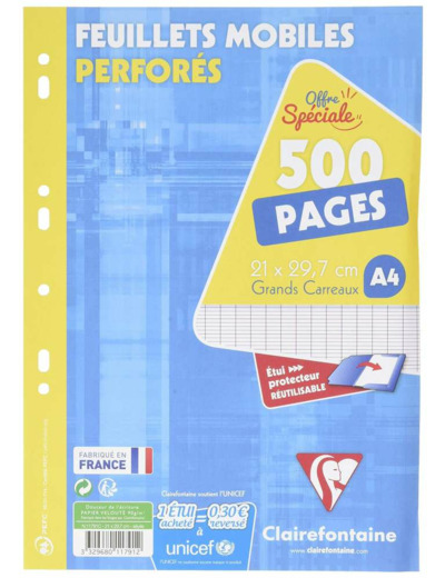 Feuillets mobiles 21x29,7 - 500 pages - Séyès