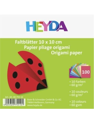 Feuilles origami 10x10 - Couleurs assorties