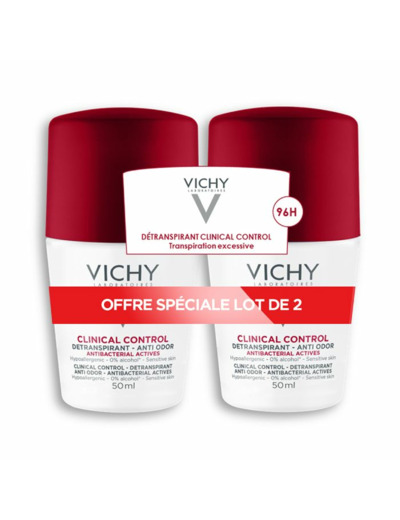 Détranspirant anti-odeur 96h 2x50ml Déodorant Vichy