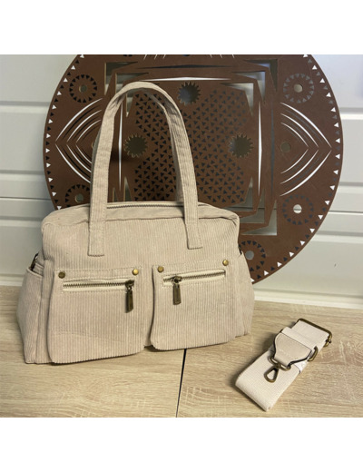 Farfouillette Sac Shopping En Velours Beige