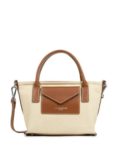 Lancaster Canvas Kba Mini Sac A Main 518-049 Beige Cognac