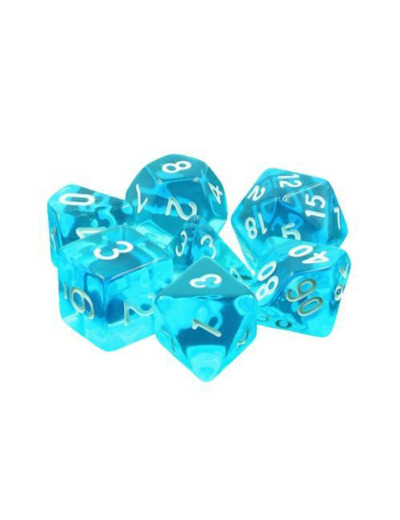 Lot de 7 Dés multiformat en boîte – Gemmes Azur
