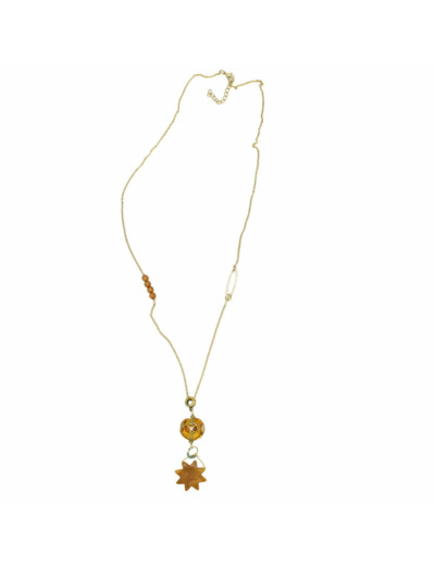 Collier long soleil olive perle Murano SALVIA