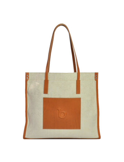 Berthille Sac Shopping Toile Beige / Cognac