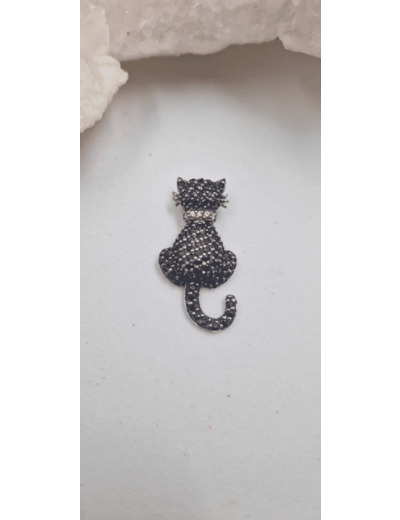 Pendentif chat argent et strass olpa2452