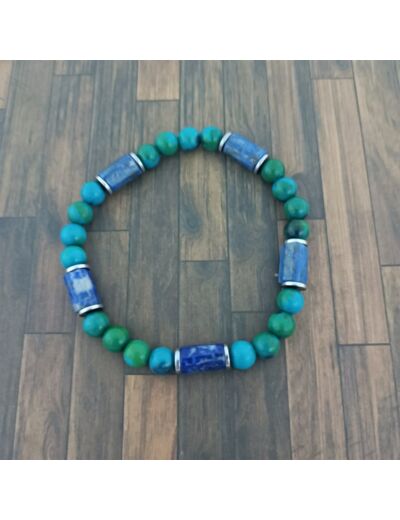 Bracelet Lapis lazuli/Chrysocole/Hématite