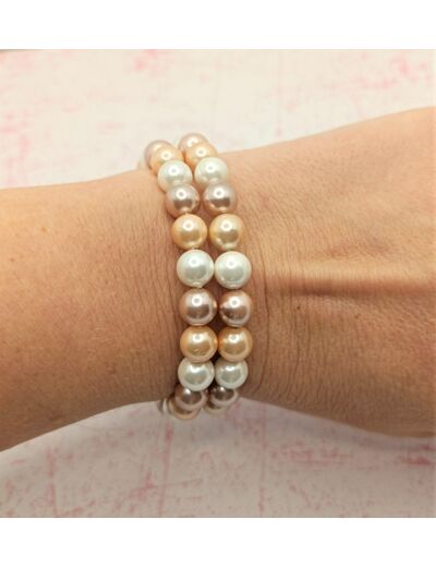 Bracelet mémoire de forme en perles d'eau douce 3 couleurs