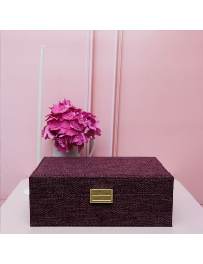 Maison Scarlett Boîte A Bijoux Louise En Lin Bordeaux