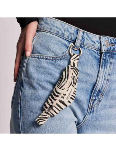 Hindbag Côme Porte Clés Sac Banane Zèbre Ecru