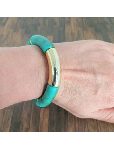 Bracelet tube turquoise doré 36mm