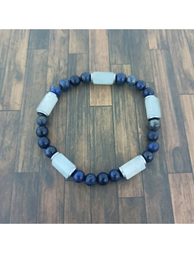 Bracelet Aigue marine/Lapis lazuli/Hématite