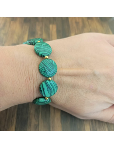 Bracelet malachite doré