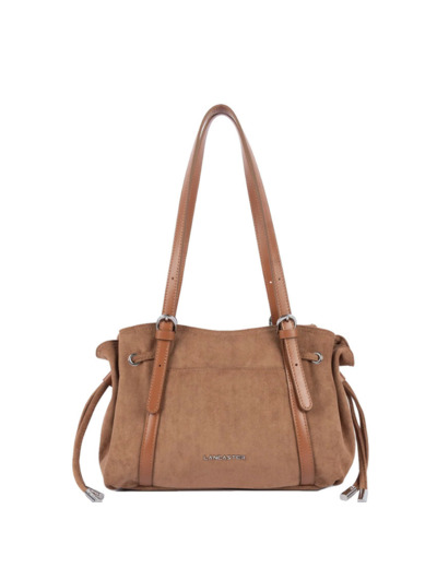 Lancaster Velvet Emma Sac Porté Epaule 518-096 Aspect Suédine Moka