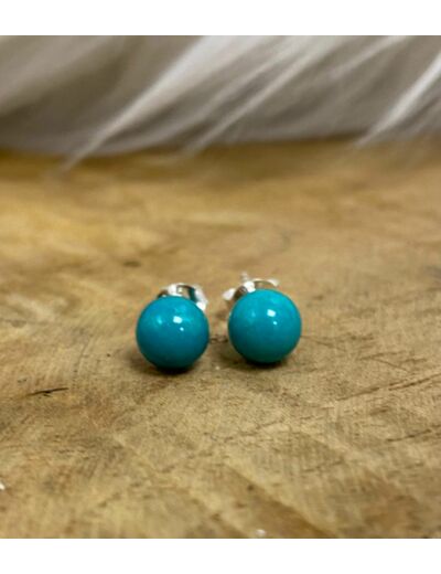 Puce d'oreilles turquoise argent