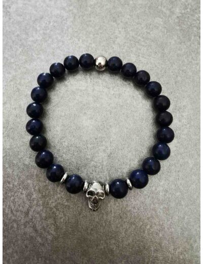 Bracelet en lapis lazuli tête de mort