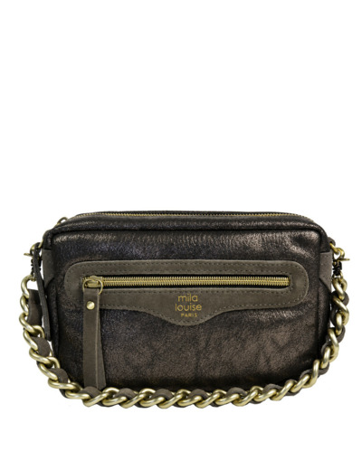 Mila Louise Masa GR Sac Porté Travers Grainé & Brillant Gris Dark