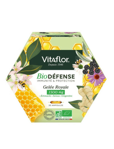 Gelee Royale Bio 20 Ampoules Defense+ 1500mg Vitaflor