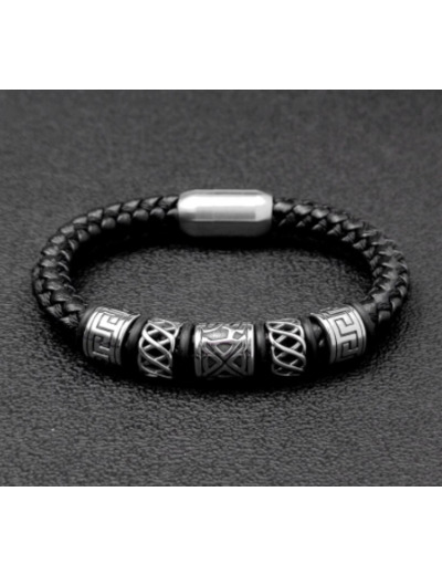 Bracelet tendance en cuir véritable pour hommes 24