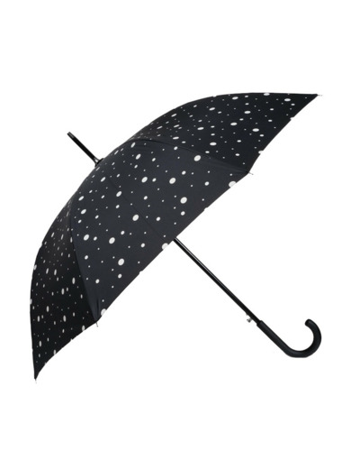 Isotoner Parapluie Canne Auto Pois Noir/Jaune