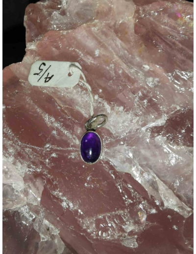 Mini pendentif cabochon Amethyste argent 925/000