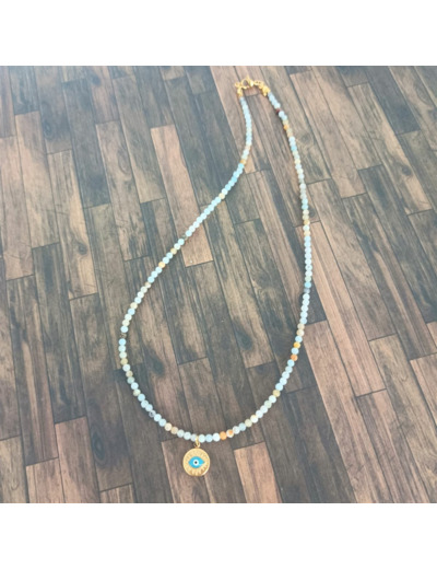 Collier amazonite œil porte bonheur