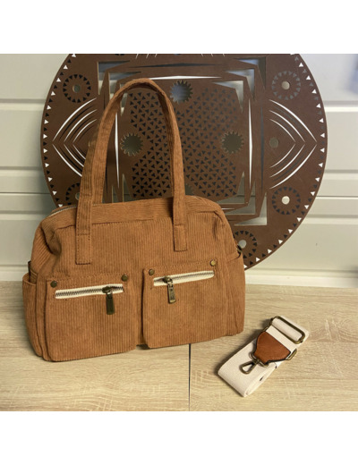 Farfouillette Sac Shopping En Velours Camel