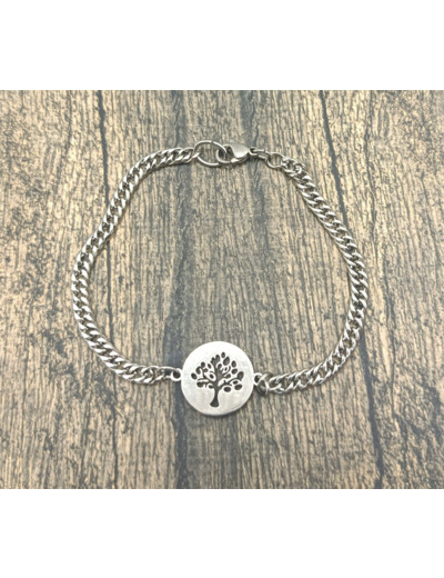 Bracelet- chaîne arbre de vie en acier inox