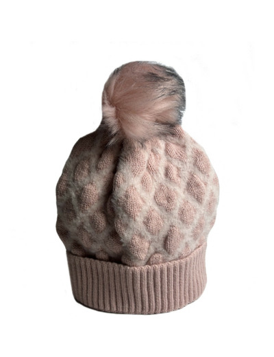 Fonem Tissage Chic Bonnet Avec Motifs Losanges Pink