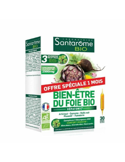 Bien Etre Du Foie Bio 30 Ampoules Santarome