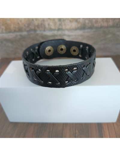 Bracelet cuir homme noir 3