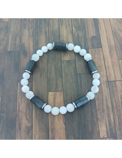Bracelet Labradorite/Pierre de lune/Hématite