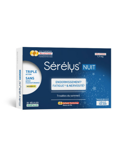 Endormissement Fatigue et Nervosité Nuit 30 gélules végétales Serelys Pharma