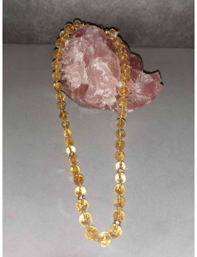 Collier en citrine naturelle qualité extra pièce unique perles 10mm x 48cm