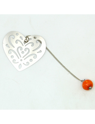 Marque-page coeur orange